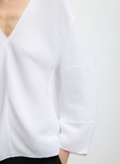 Viscose Plisse Hinged Long Sleeve Top White - Tibi