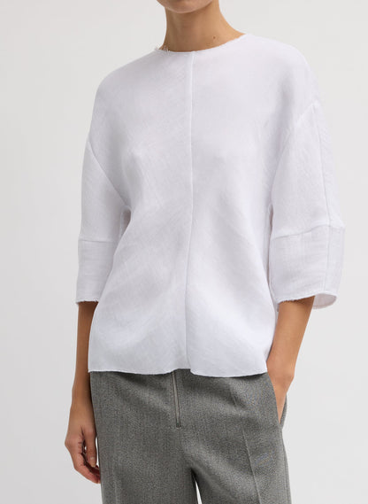 Viscose Plisse Hinged Short Sleeve Top White - Tibi