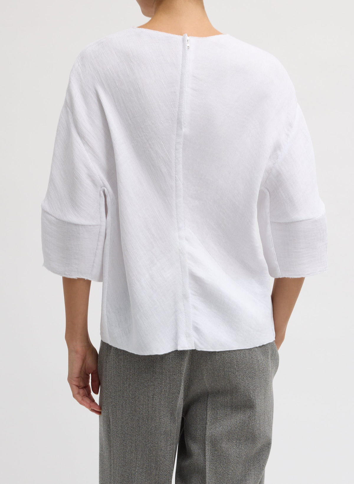 Viscose Plisse Hinged Short Sleeve Top White - Tibi