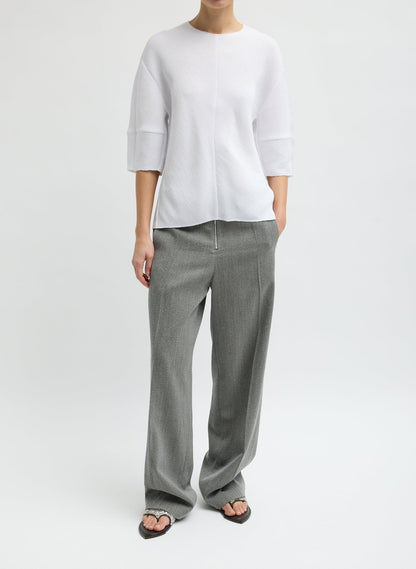 Viscose Plisse Hinged Short Sleeve Top White - Tibi