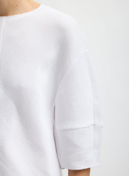 Viscose Plisse Hinged Short Sleeve Top White - Tibi