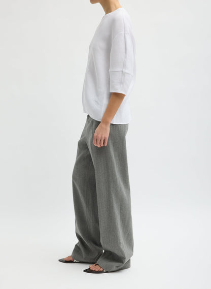 Viscose Plisse Hinged Short Sleeve Top White - Tibi
