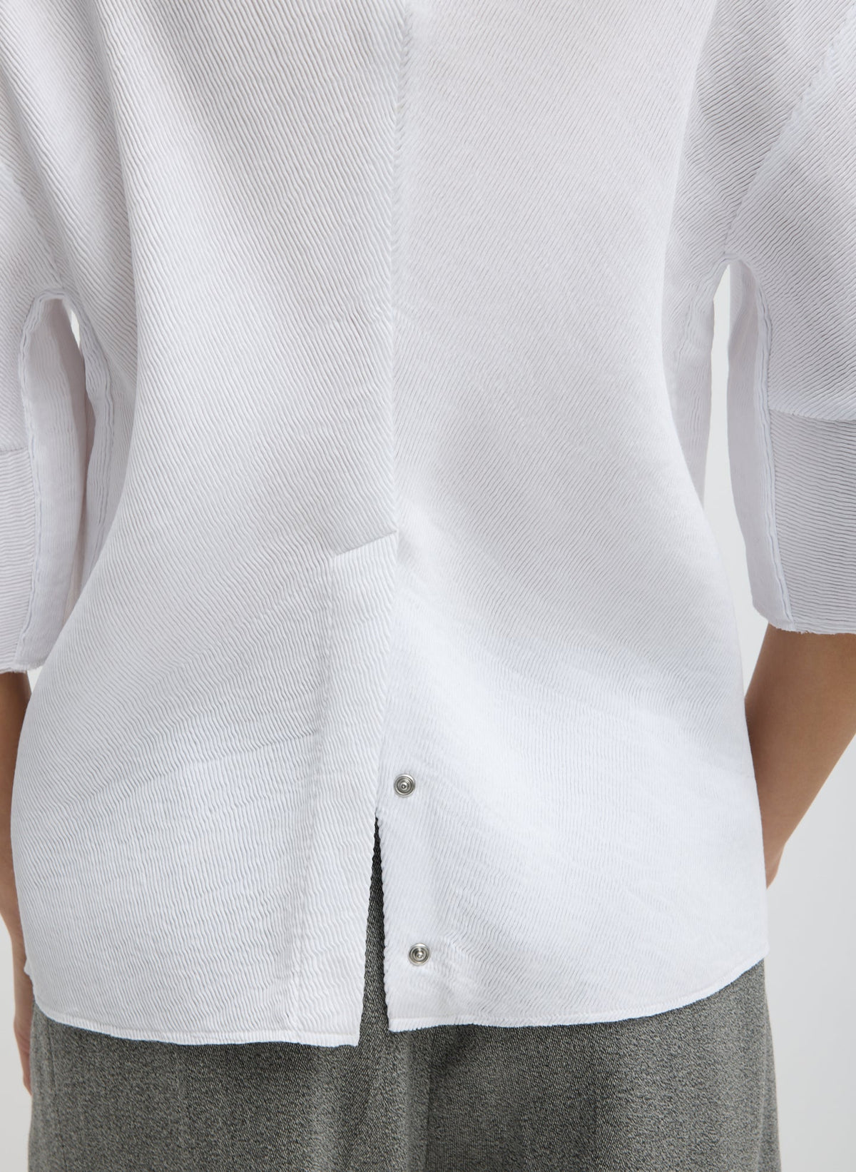 Viscose Plisse Hinged Short Sleeve Top White - Tibi