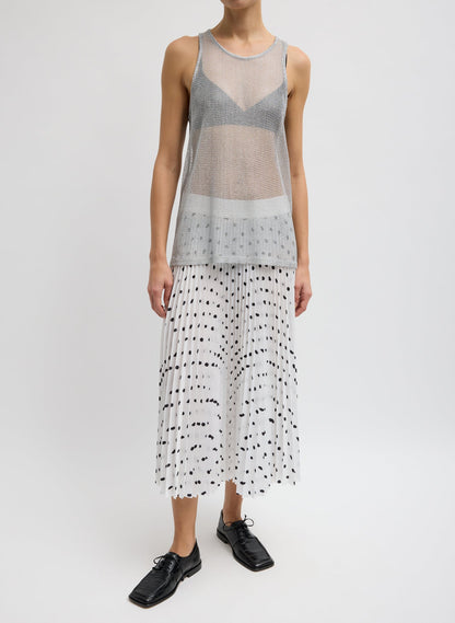 Viscose Metallic Ribbed Tank Silver - Tibi