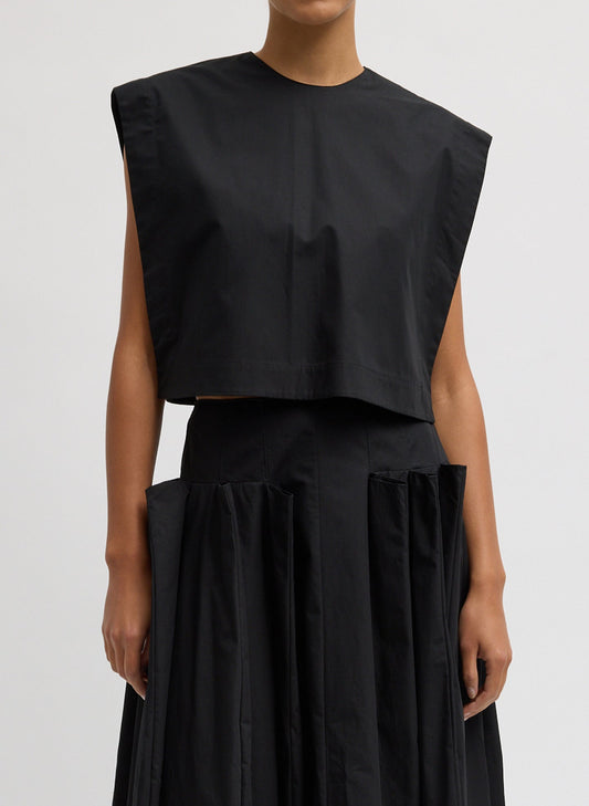 Compact Eco Poplin Cropped Square Top Black - Tibi