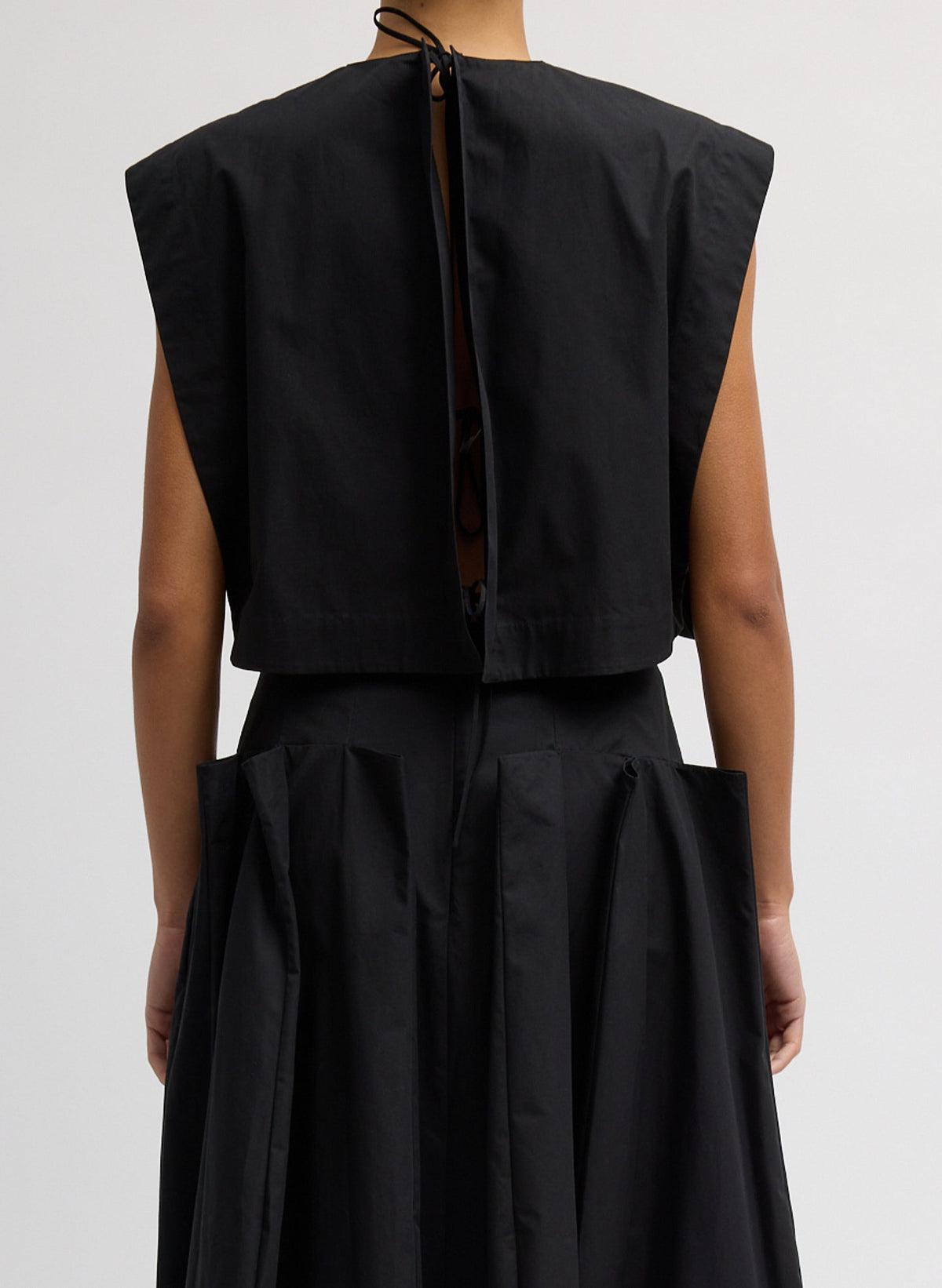 Compact Eco Poplin Cropped Square Top Black - Tibi