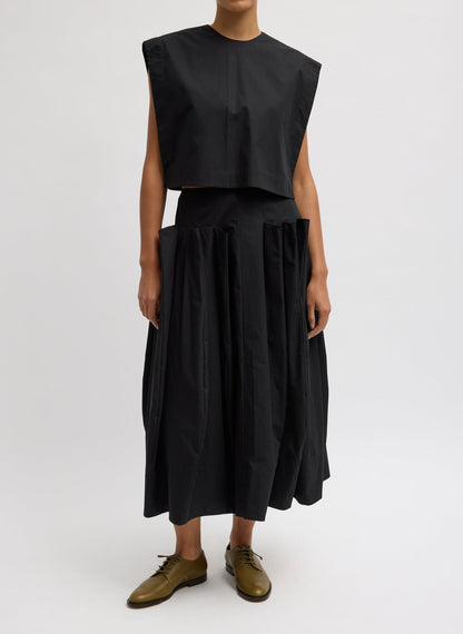 Compact Eco Poplin Cropped Square Top Black - Tibi