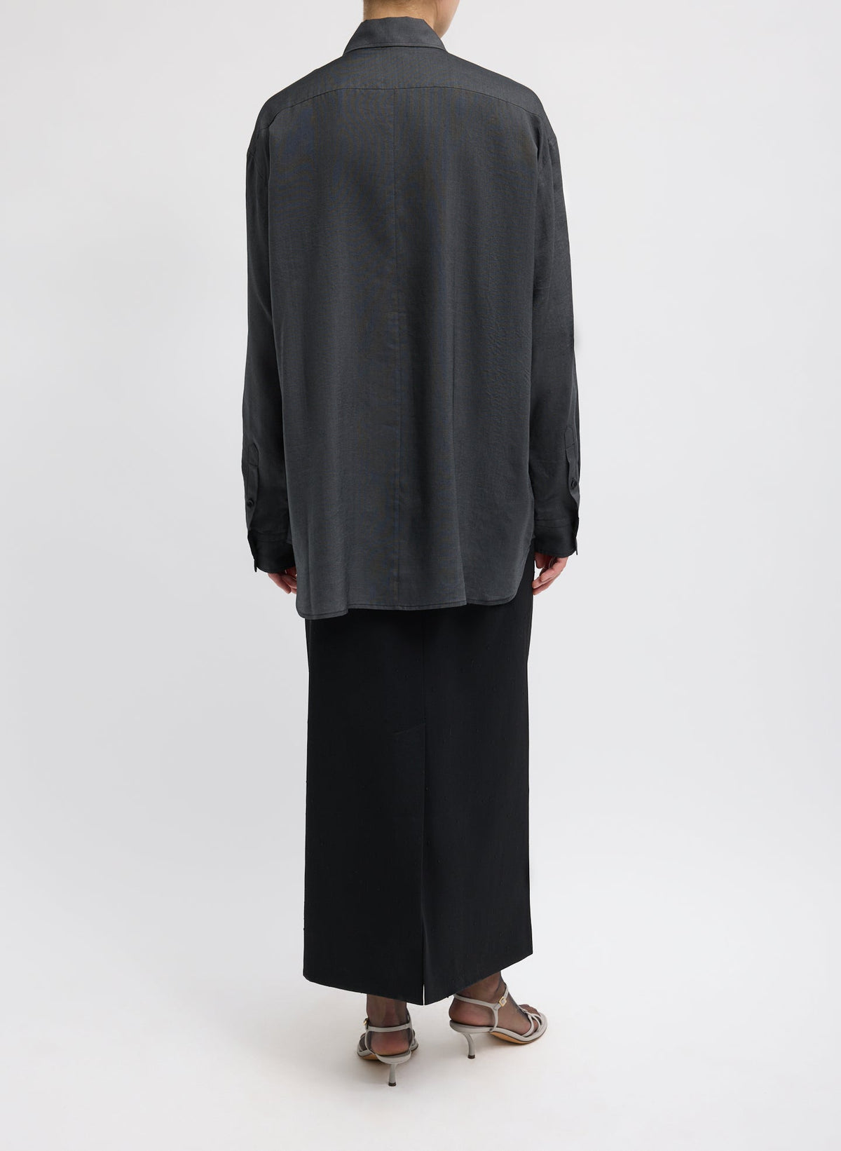 Silk Voile Easy Pintucked Shirt Graphite - Tibi