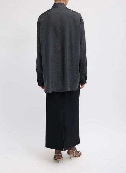 Silk Voile Easy Pintucked Shirt Graphite - Tibi