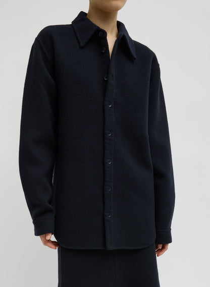 Luxe Double Faced Wool Angora Easy Shirt Navy - Tibi