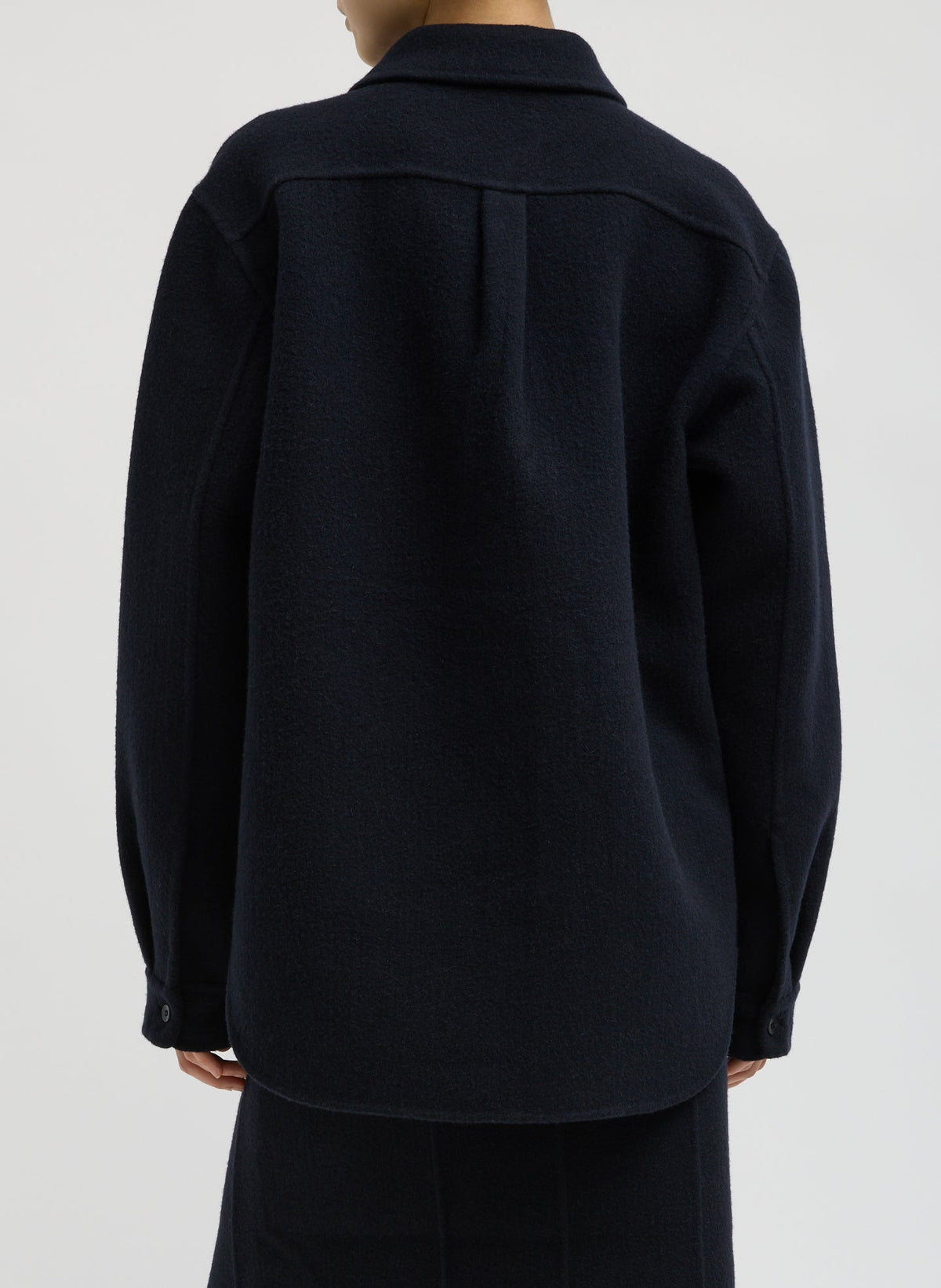 Luxe Double Faced Wool Angora Easy Shirt Navy - Tibi