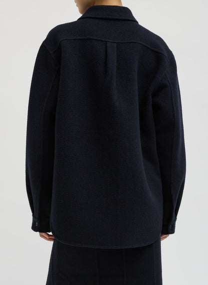 Luxe Double Faced Wool Angora Easy Shirt Navy - Tibi