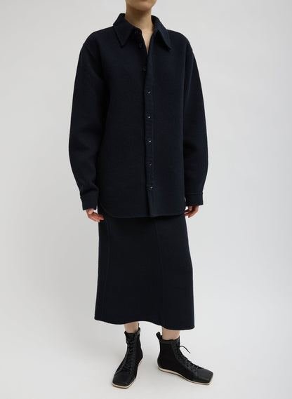 Luxe Double Faced Wool Angora Easy Shirt Navy - Tibi