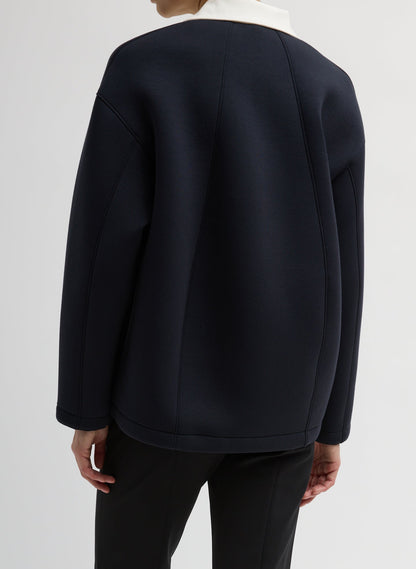 Bonded Viscose Sculpted Polo Dark Navy - Tibi