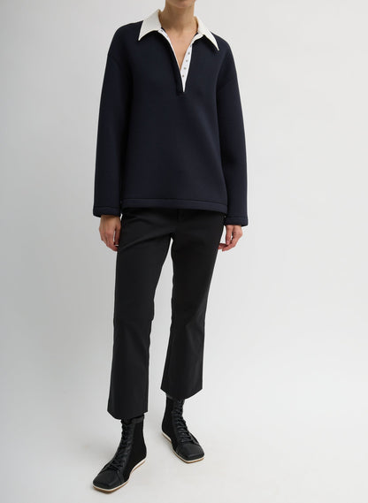 Bonded Viscose Sculpted Polo Dark Navy - Tibi