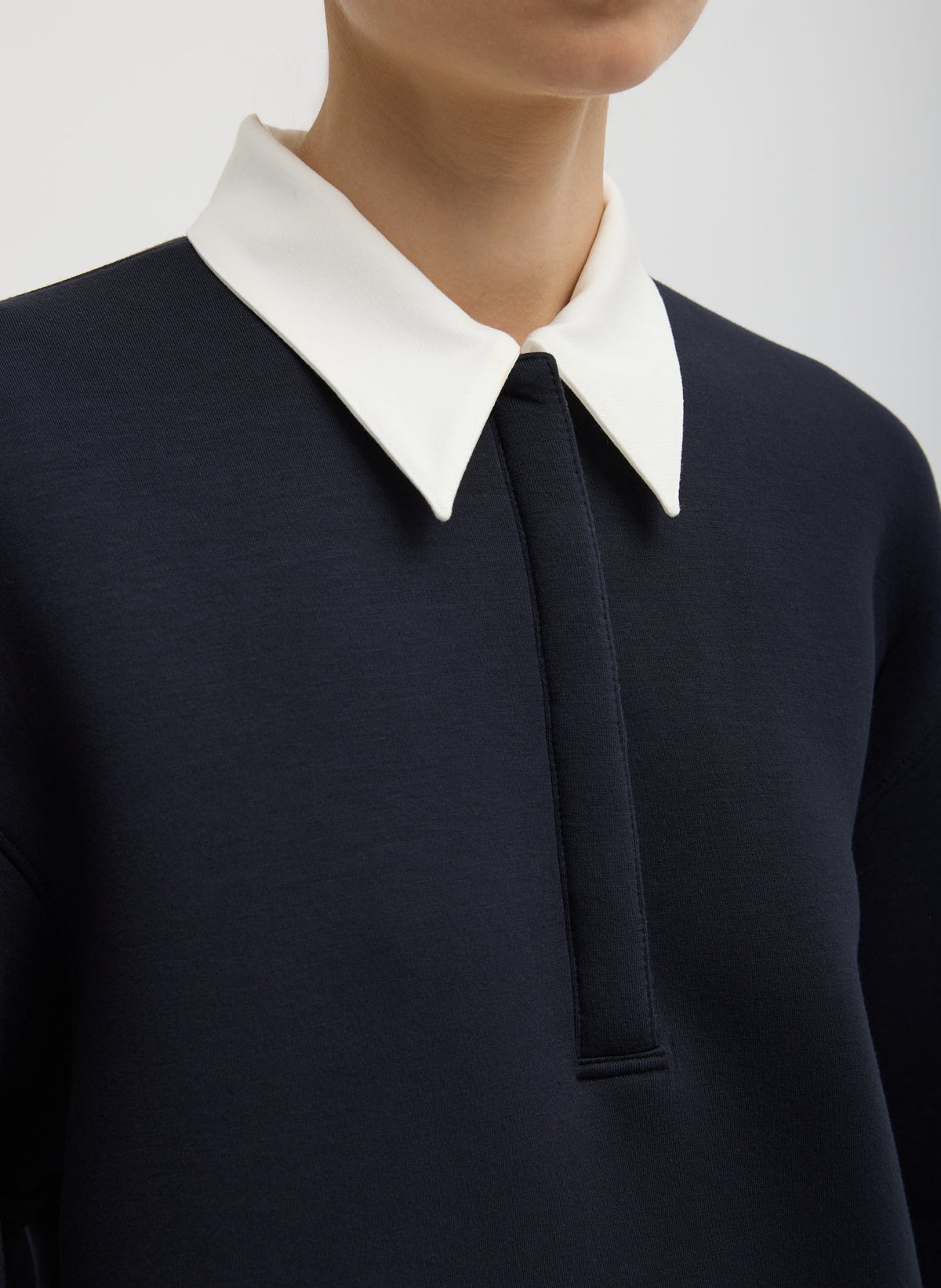 Bonded Viscose Sculpted Polo Dark Navy - Tibi