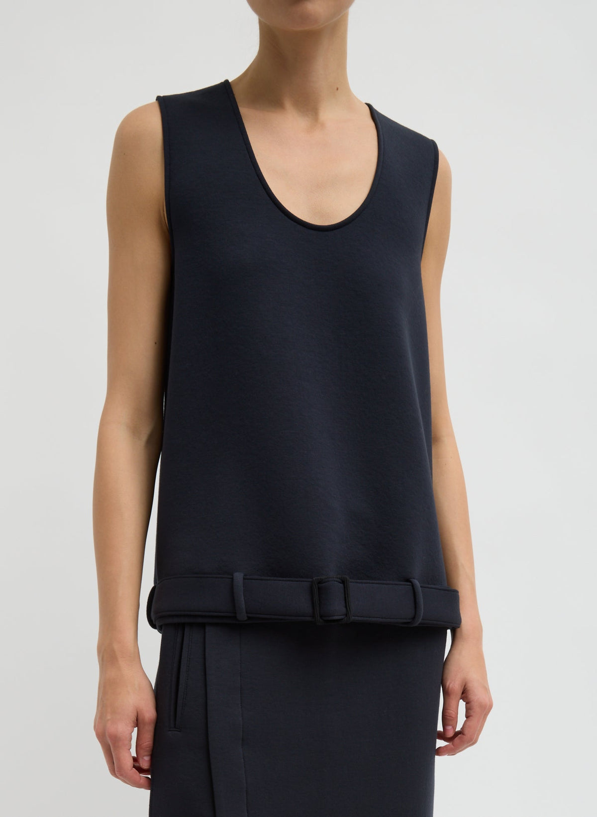 Bonded Viscose Tank Top Dark Navy - Tibi