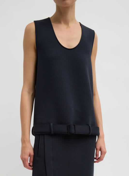 Bonded Viscose Tank Top Dark Navy - Tibi