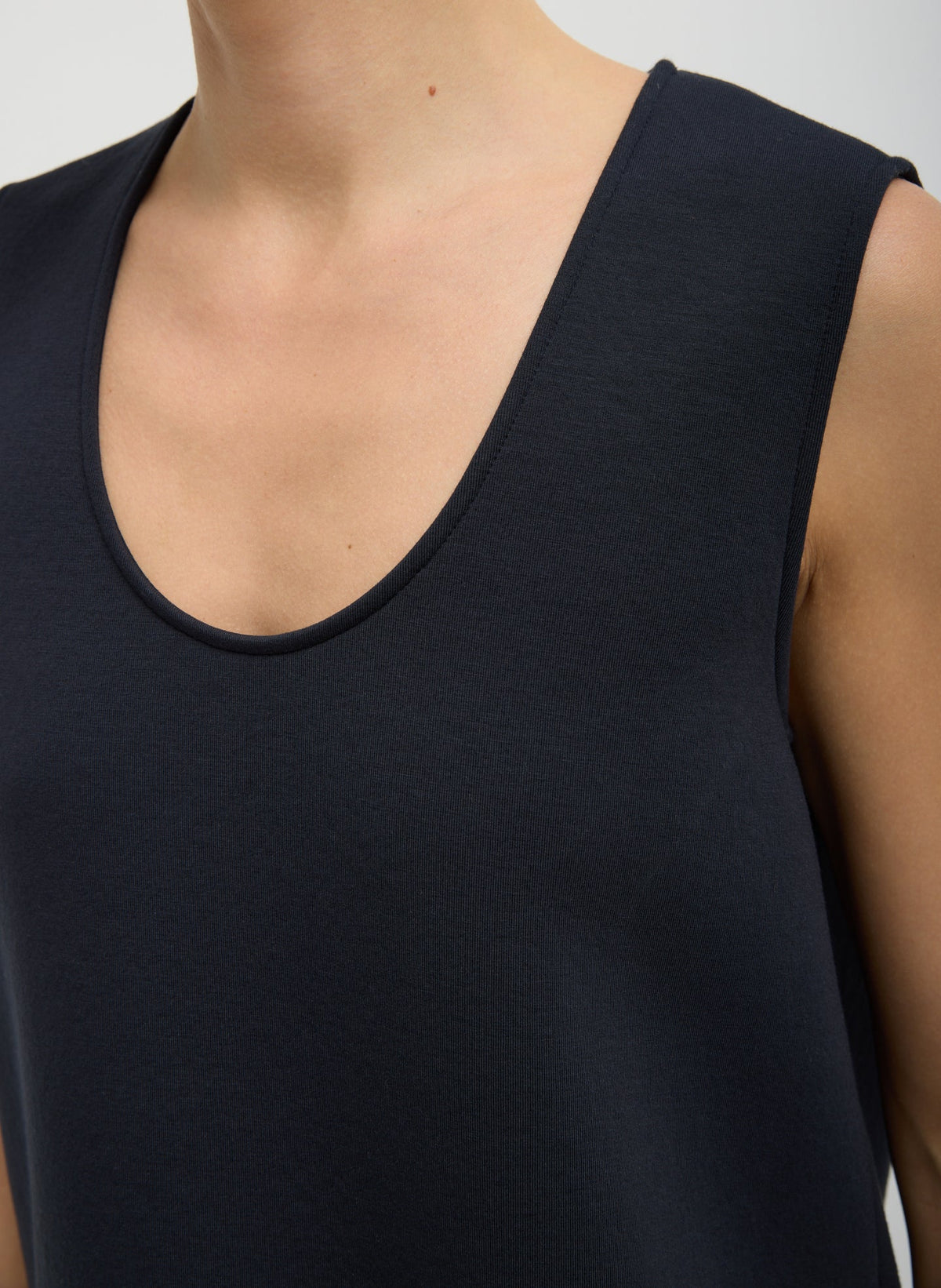 Bonded Viscose Tank Top Dark Navy - Tibi