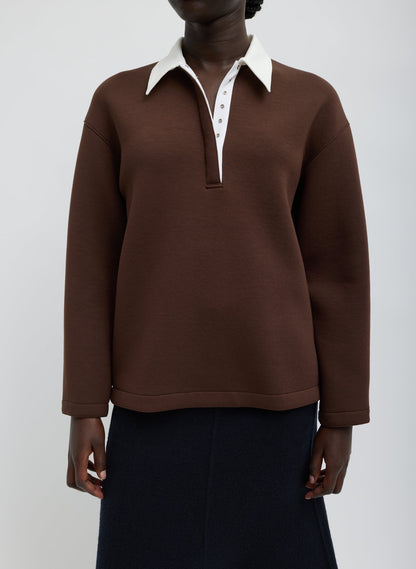Bonded Viscose Sculpted Polo Brown - Tibi