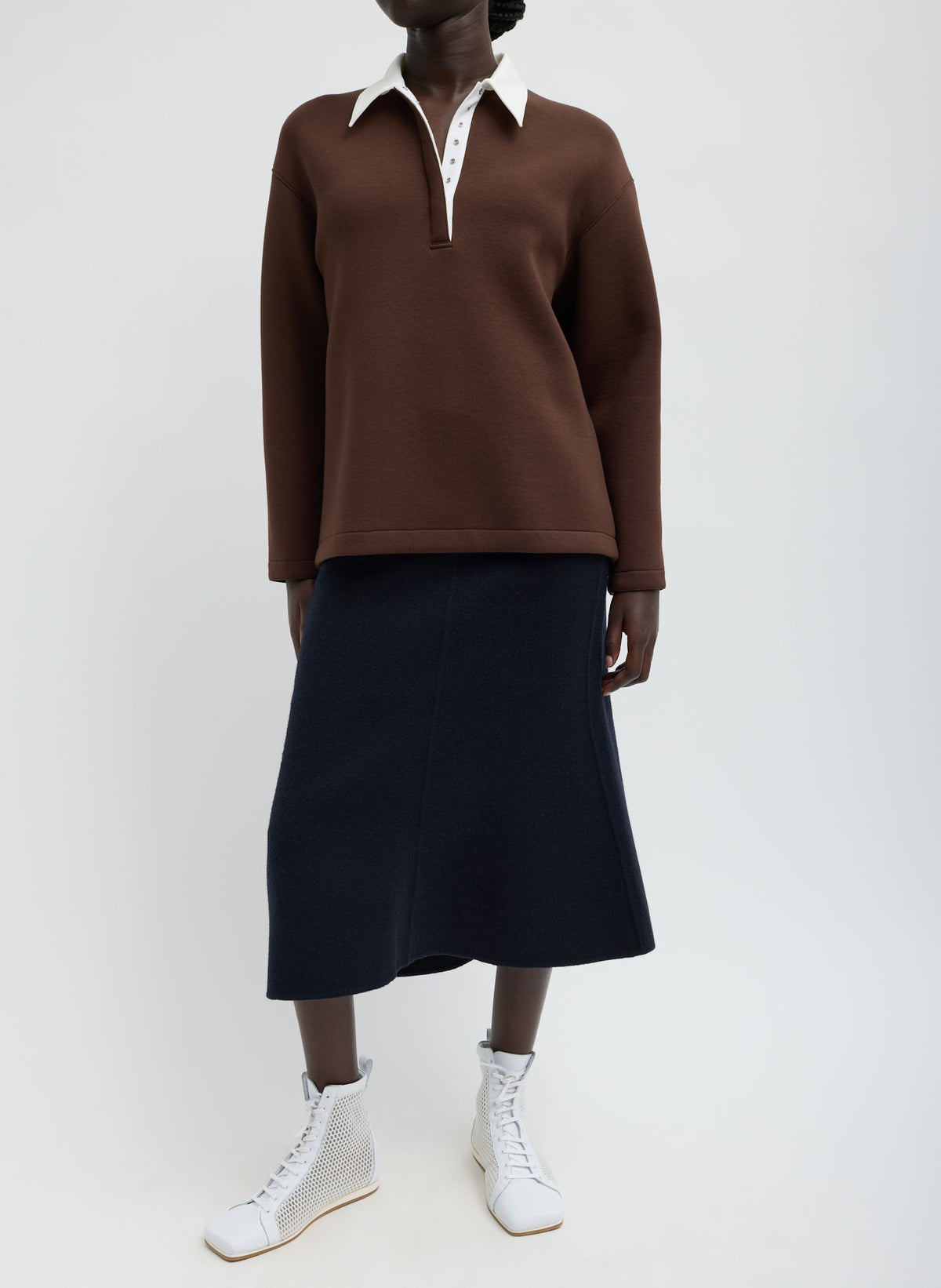 Bonded Viscose Sculpted Polo Brown - Tibi