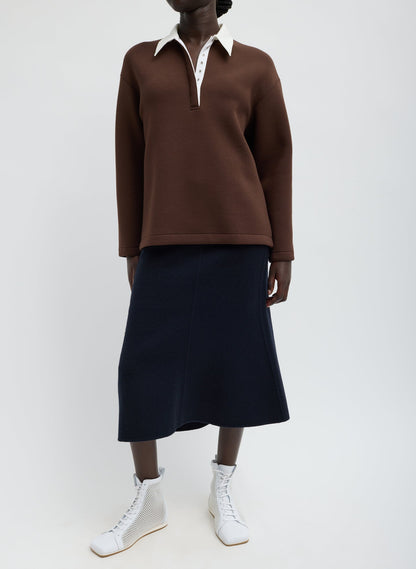 Bonded Viscose Sculpted Polo Brown - Tibi