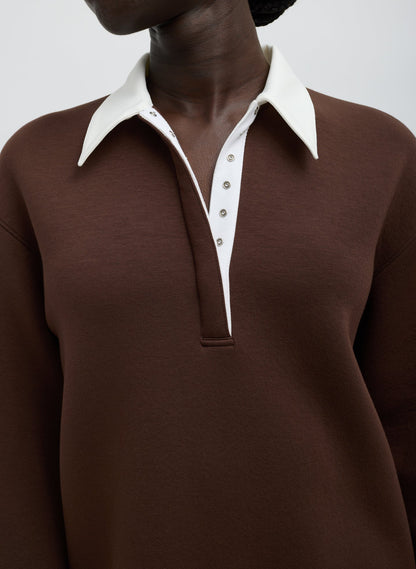 Bonded Viscose Sculpted Polo Brown - Tibi