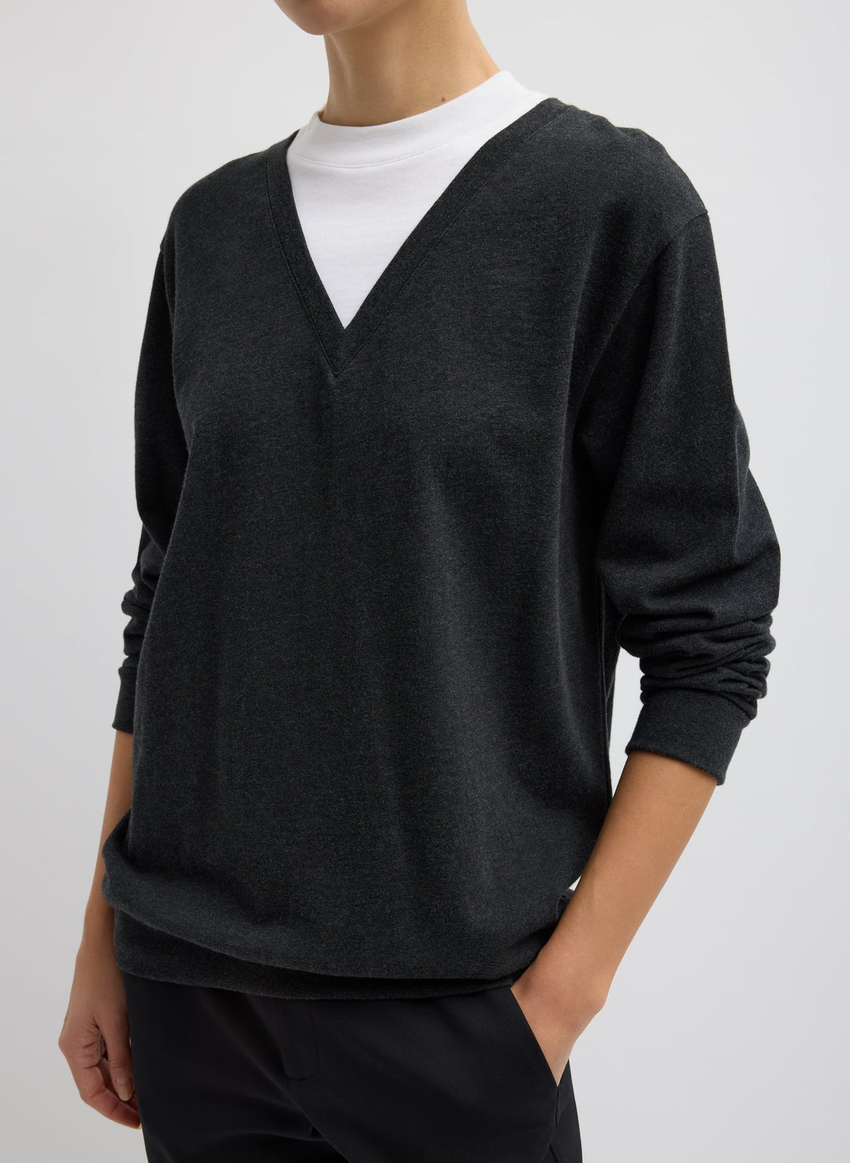 Perfect T-Shirt Trompe L'oeil Top Grey Multi - Tibi