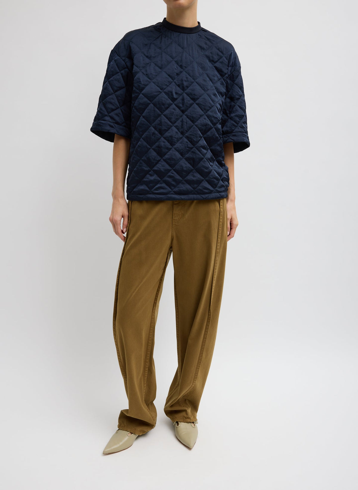 Cozy Quilting Anorak T-Shirt Navy - Tibi