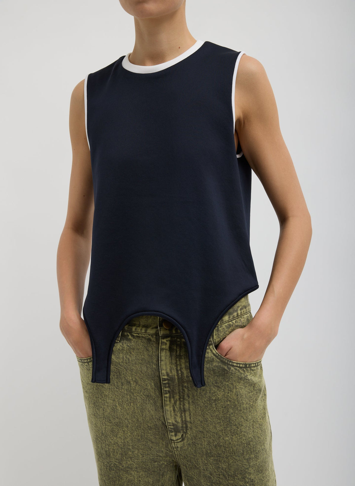 Active Knit Flip Tank Navy - Tibi