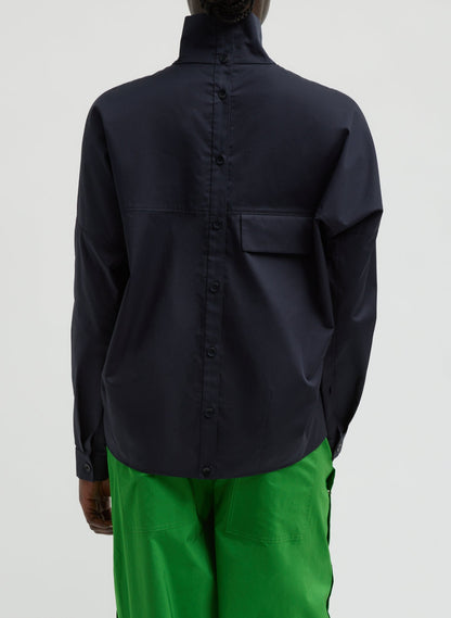 Eco Poplin Funnel Neck Dolman Top Dark Navy - Tibi