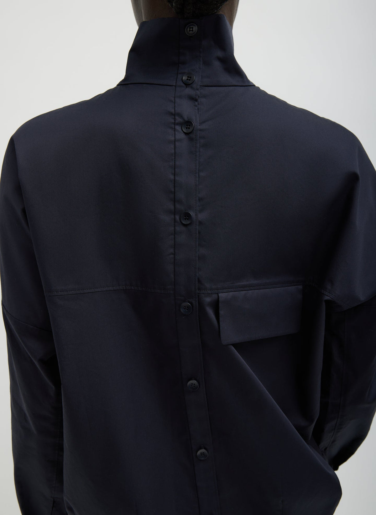 Eco Poplin Funnel Neck Dolman Top Dark Navy - Tibi