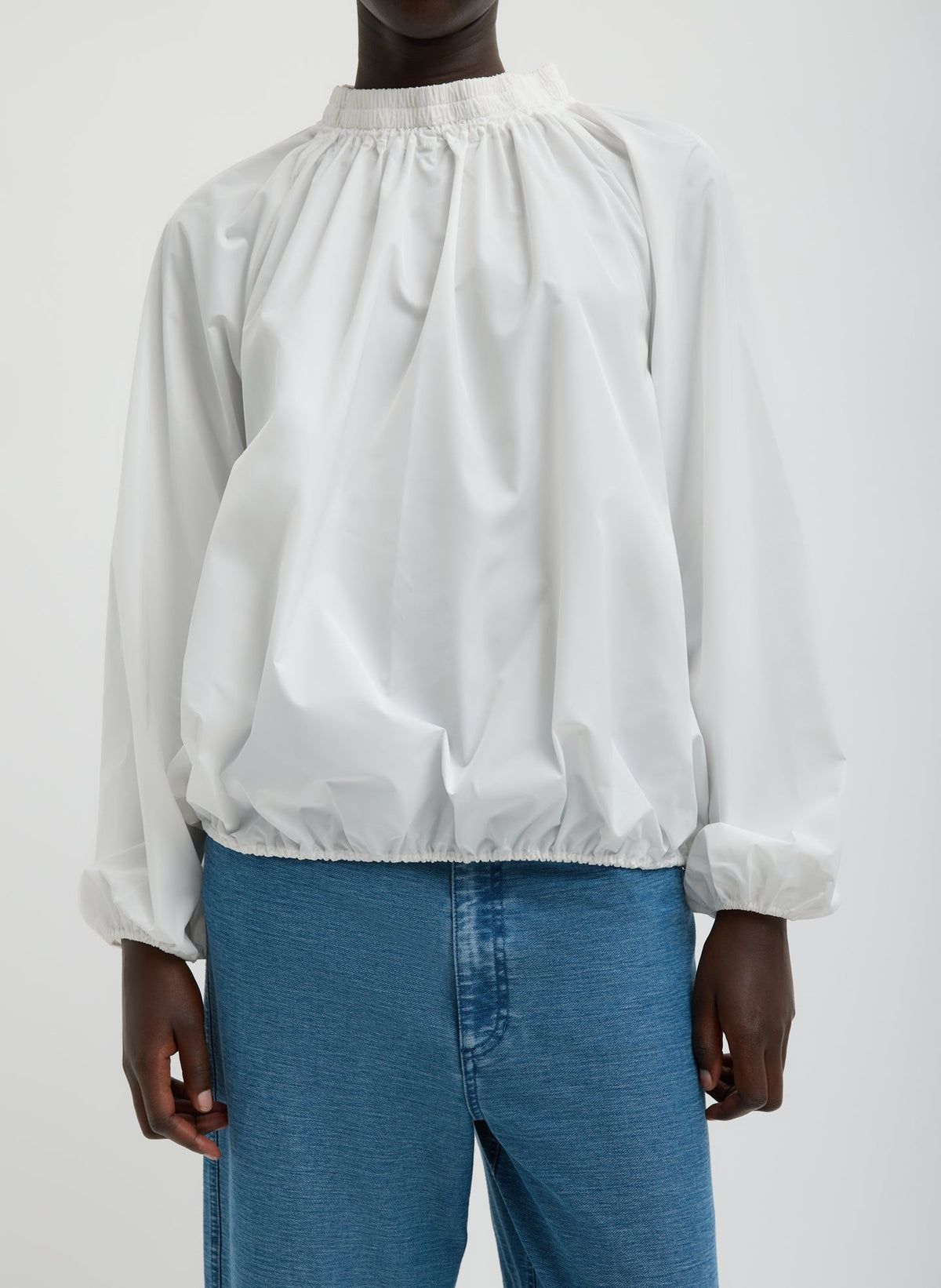 Italian Sporty Nylon Shirred Anorak Top White - Tibi