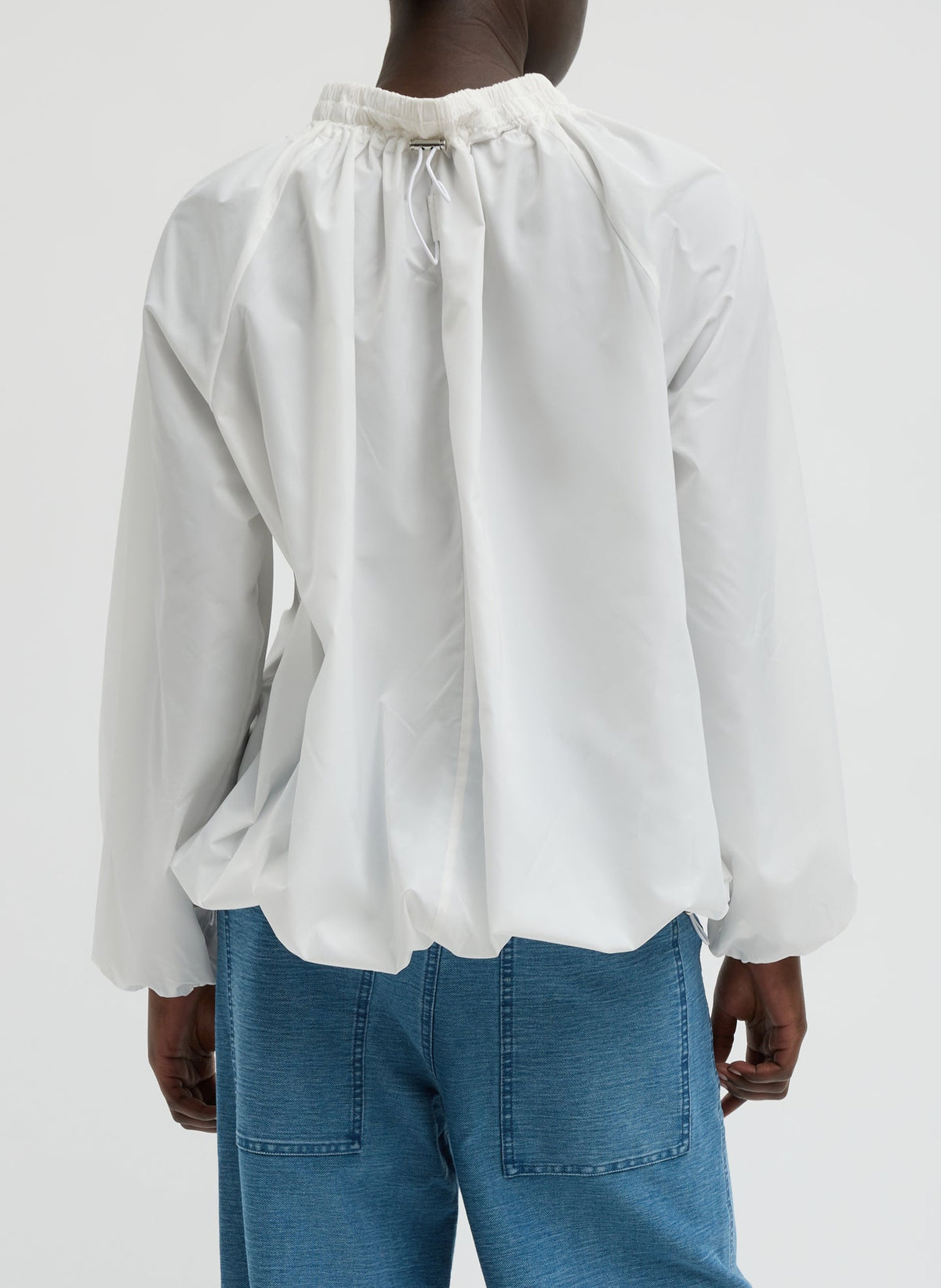 Italian Sporty Nylon Shirred Anorak Top White - Tibi