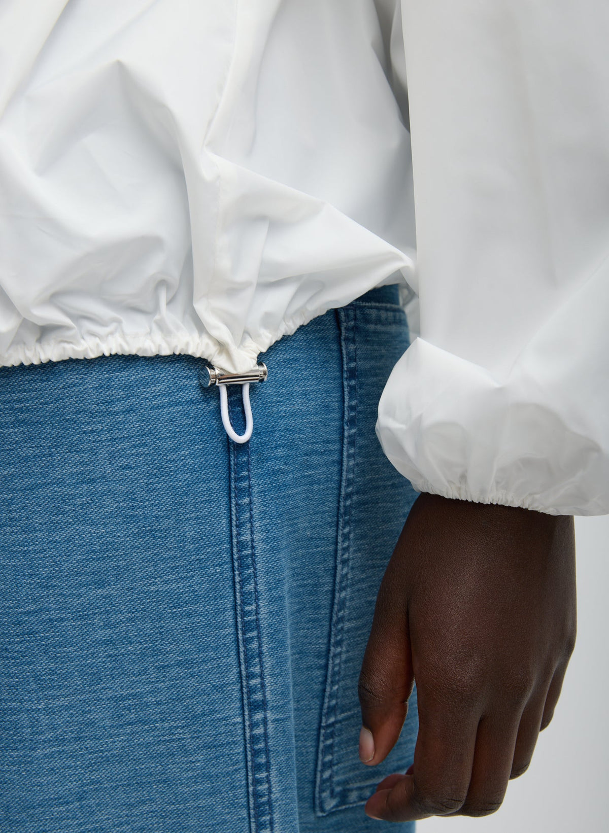 Italian Sporty Nylon Shirred Anorak Top White - Tibi