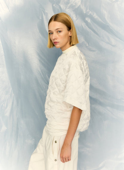 Cozy Quilting Anorak T-Shirt White - Tibi