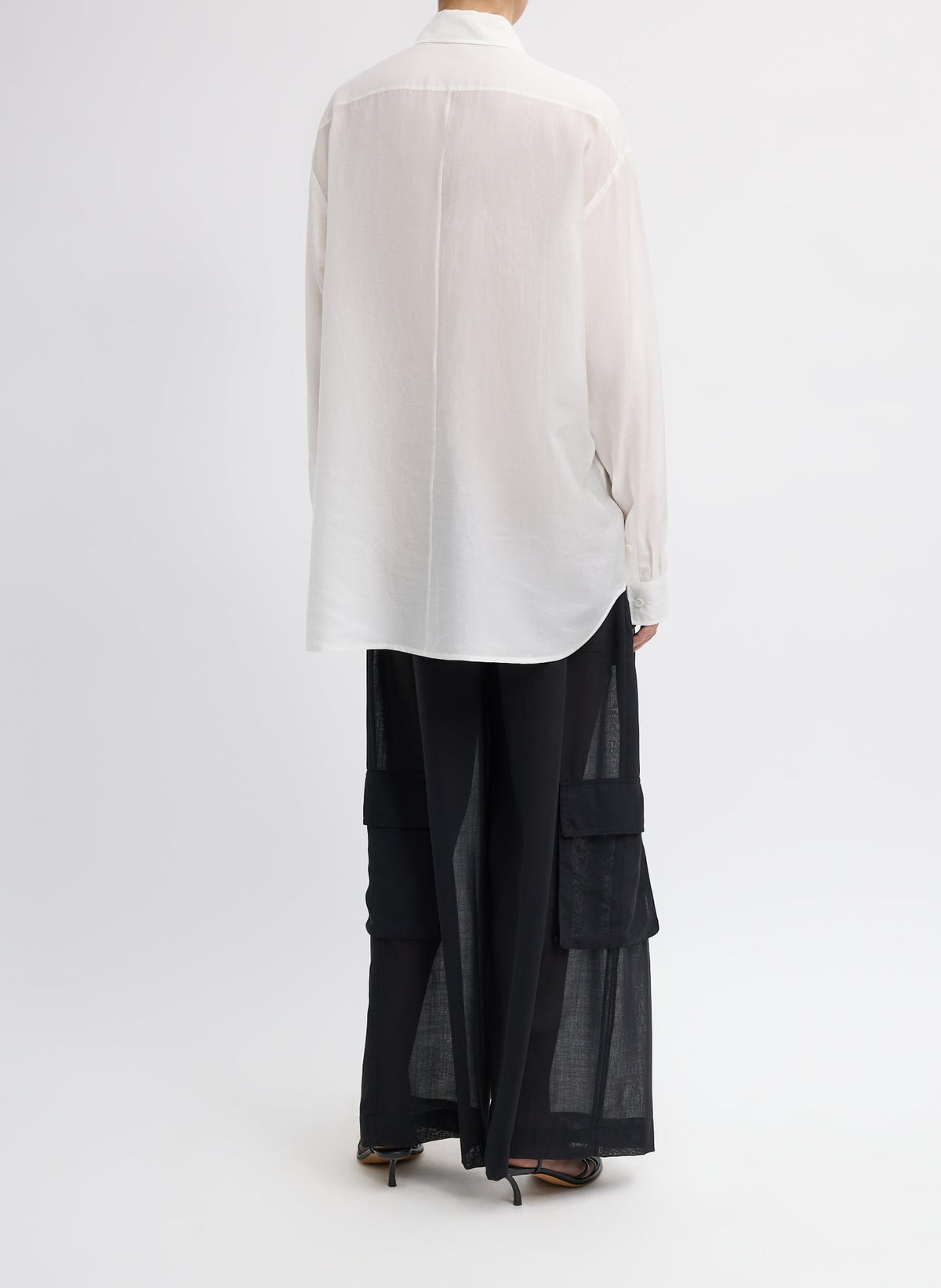 Silk Voile Easy Pintucked Shirt Ivory - Tibi
