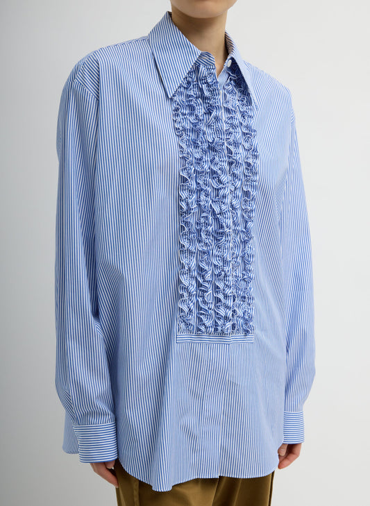 Striped Shirting Easy Tuxedo Shirt Blue Multi - Tibi