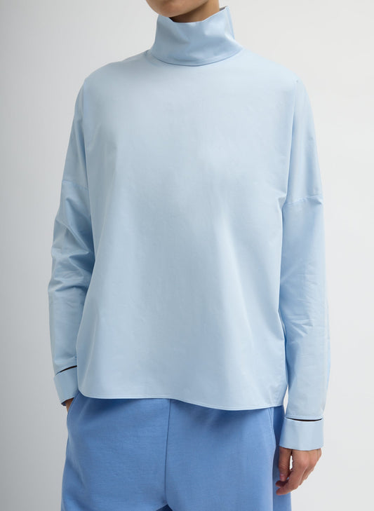 Eco Poplin Funnel Neck Dolman Top Chambray Blue - Tibi