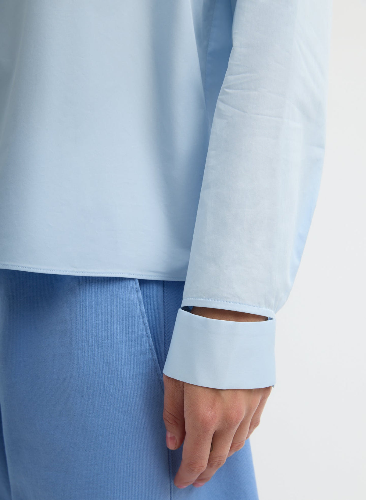 Eco Poplin Funnel Neck Dolman Top Chambray Blue - Tibi