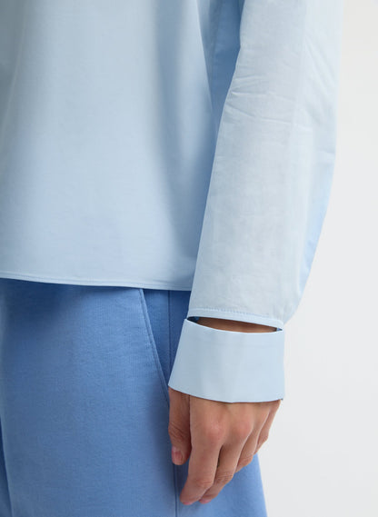 Eco Poplin Funnel Neck Dolman Top Chambray Blue - Tibi