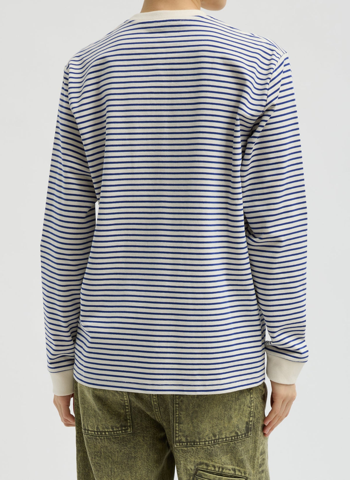 Striped Perfect Unisex Long Sleeve T-Shirt Blue/White Multi - Tibi