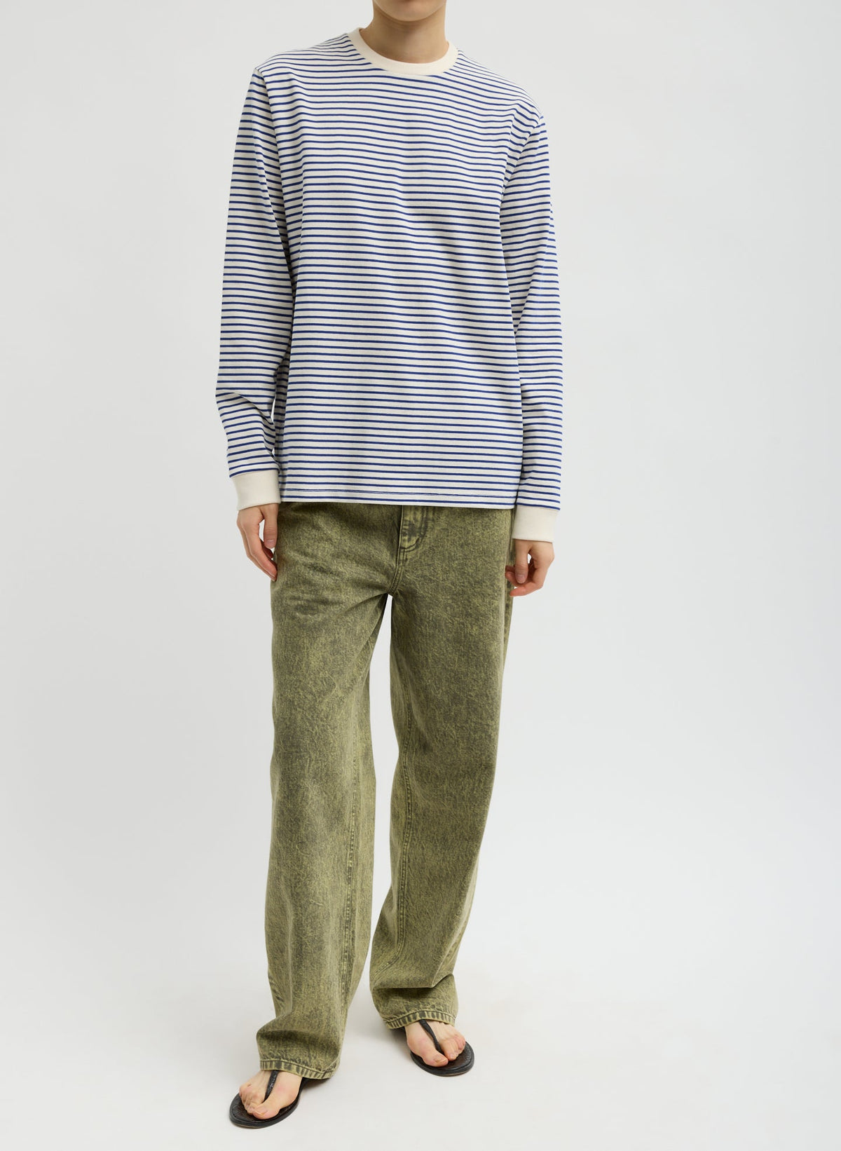 Striped Perfect Unisex Long Sleeve T-Shirt Blue/White Multi - Tibi