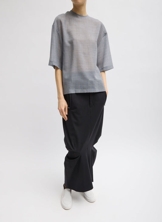 Sheer Wool Gauze Easy T-Shirt Heather Grey - Tibi