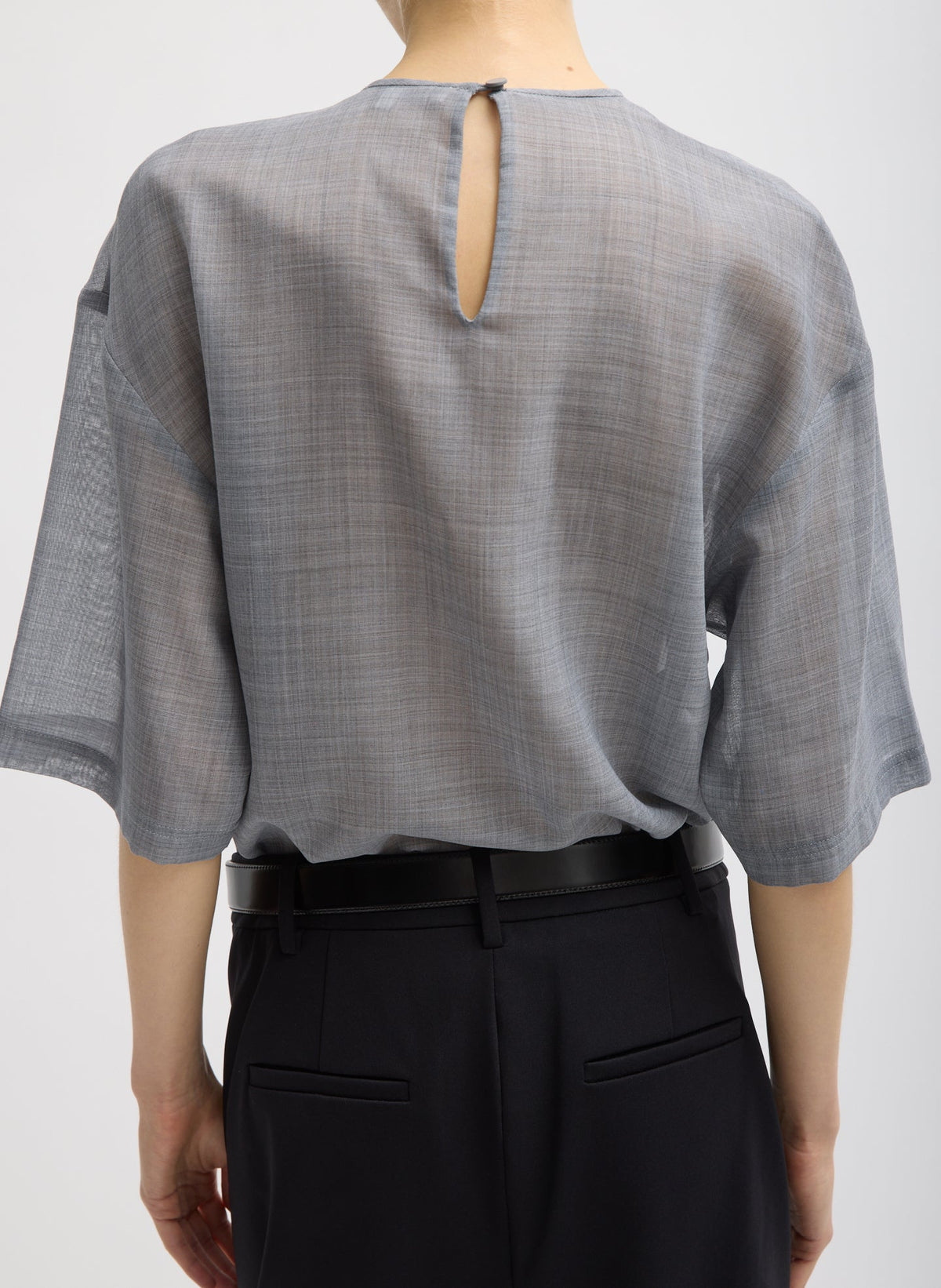 Sheer Wool Gauze Easy T-Shirt Heather Grey - Tibi