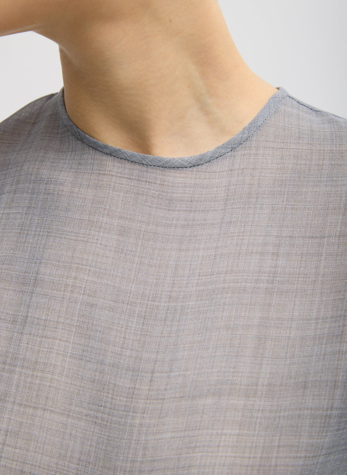 Sheer Wool Gauze Easy T-Shirt Heather Grey - Tibi