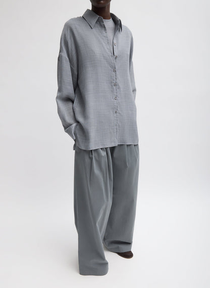 Sheer Wool Gauze Oversized Shirt Heather Grey - Tibi