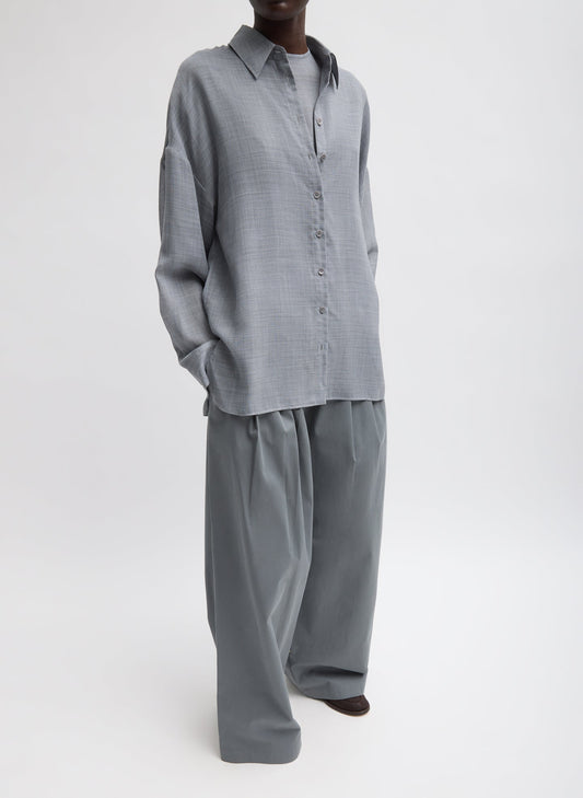 Sheer Wool Gauze Oversized Shirt Heather Grey - Tibi