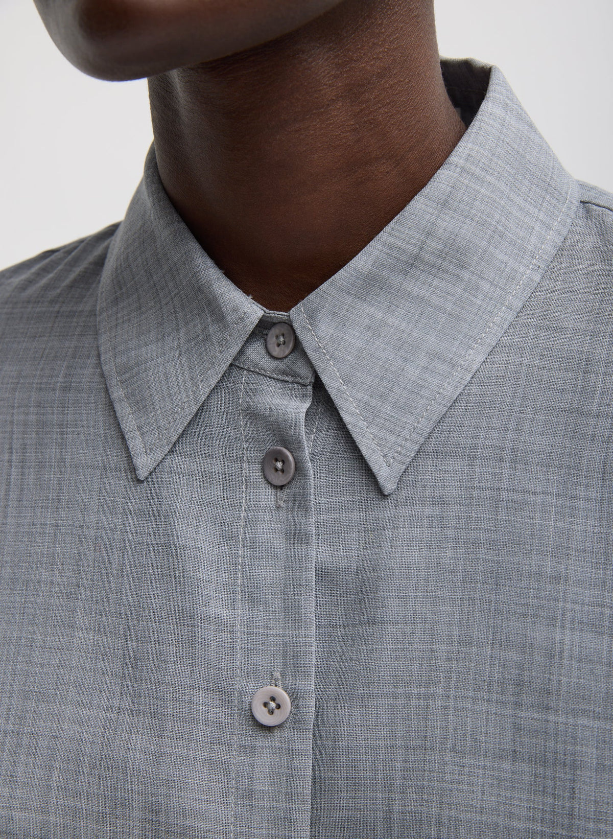 Sheer Wool Gauze Oversized Shirt Heather Grey - Tibi