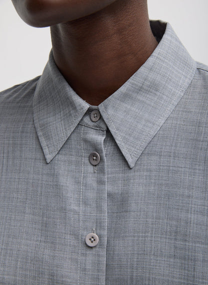Sheer Wool Gauze Oversized Shirt Heather Grey - Tibi